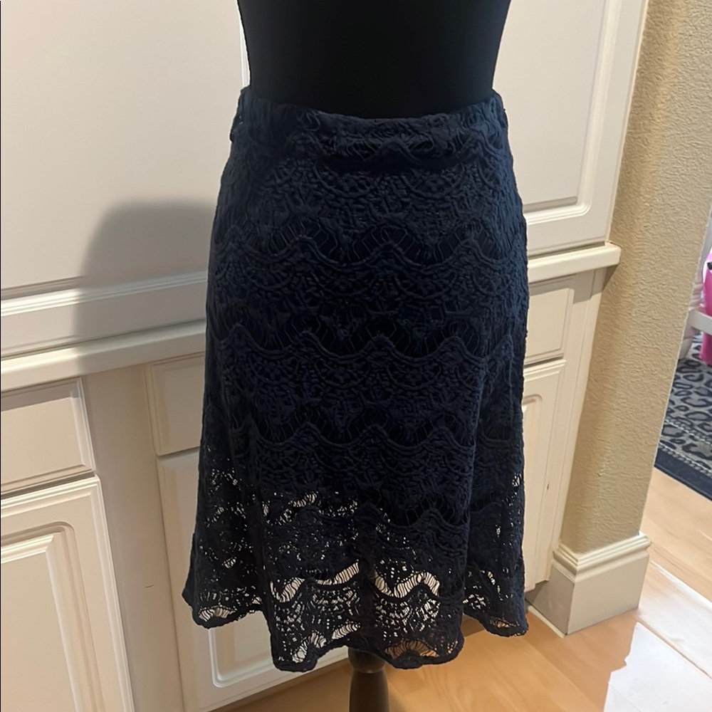 Elegant Navy Lace Skirt